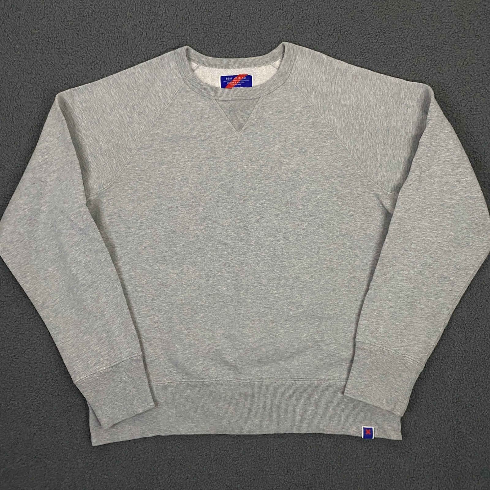 Best Made Co Sweatshirt Mens Large Gray Raglan Crewneck VStitch Heritage Casual